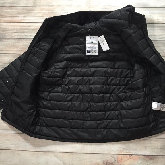 Gap Girls Primaloft Puffer Jacket Black with Stars Size Small - Picture 3 of 7